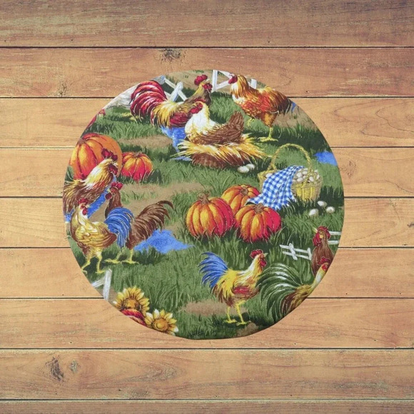 Kitchenaid Bowl Cover, Fall Farm Chickens and Sunflowers Reversible Mixer Cover - Picture 3 of 6